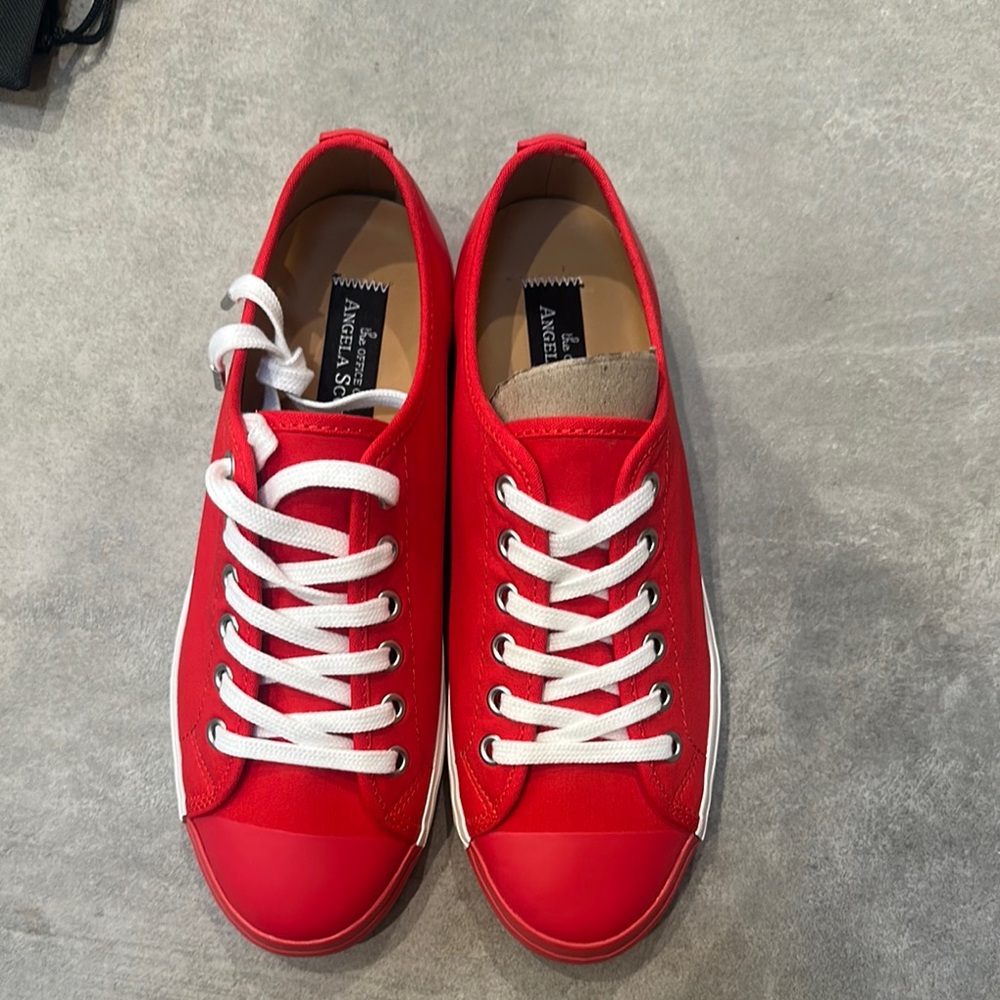 The Office Of Angela Scott handmade Red Canvas Sneakers